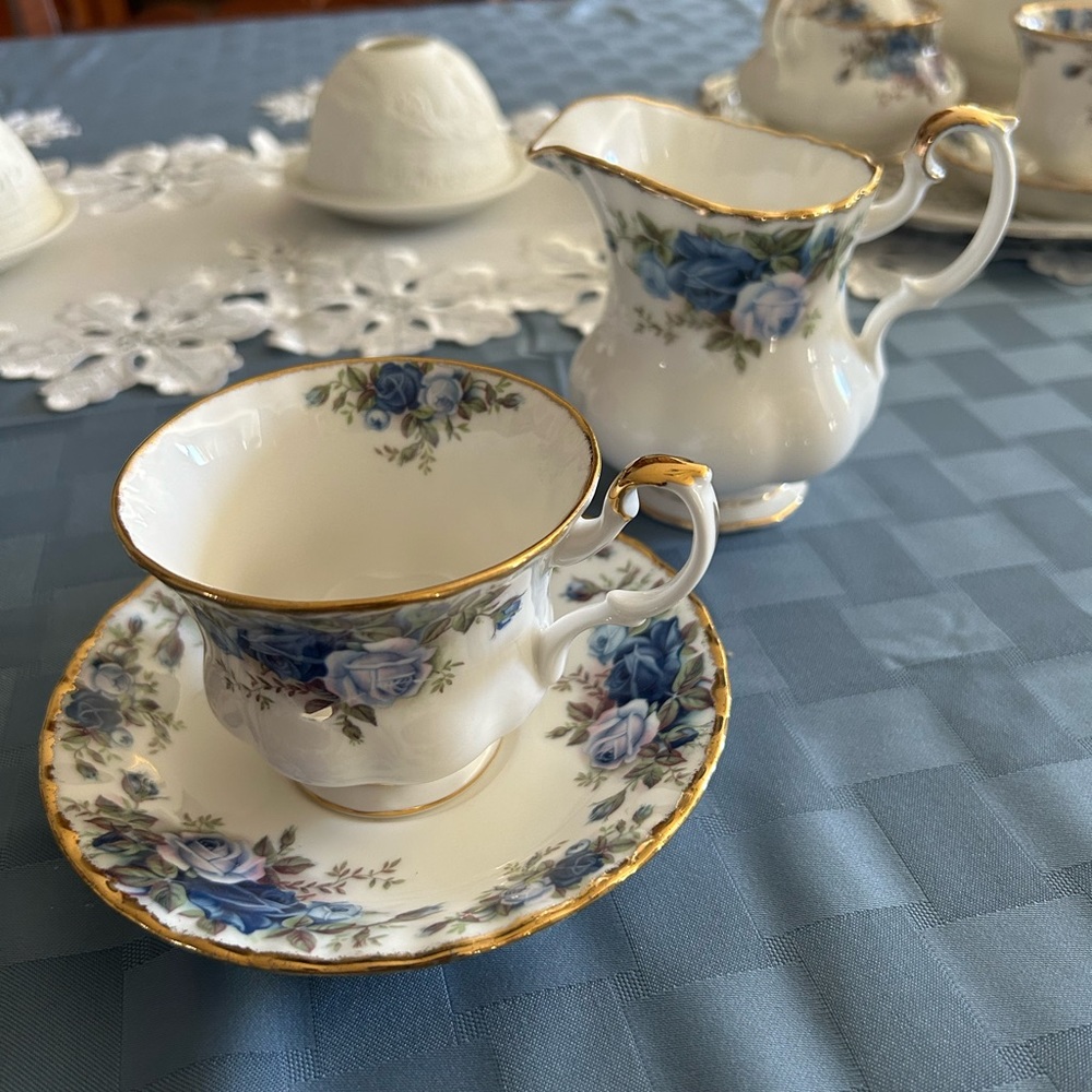 Royal Albert Moonlight Rose blue Creamer milk Pitcher.Plus extras. READ FIRST!